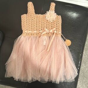 Pink Baby Girl Crochet and Tulle Dress​​​​​​​​​​